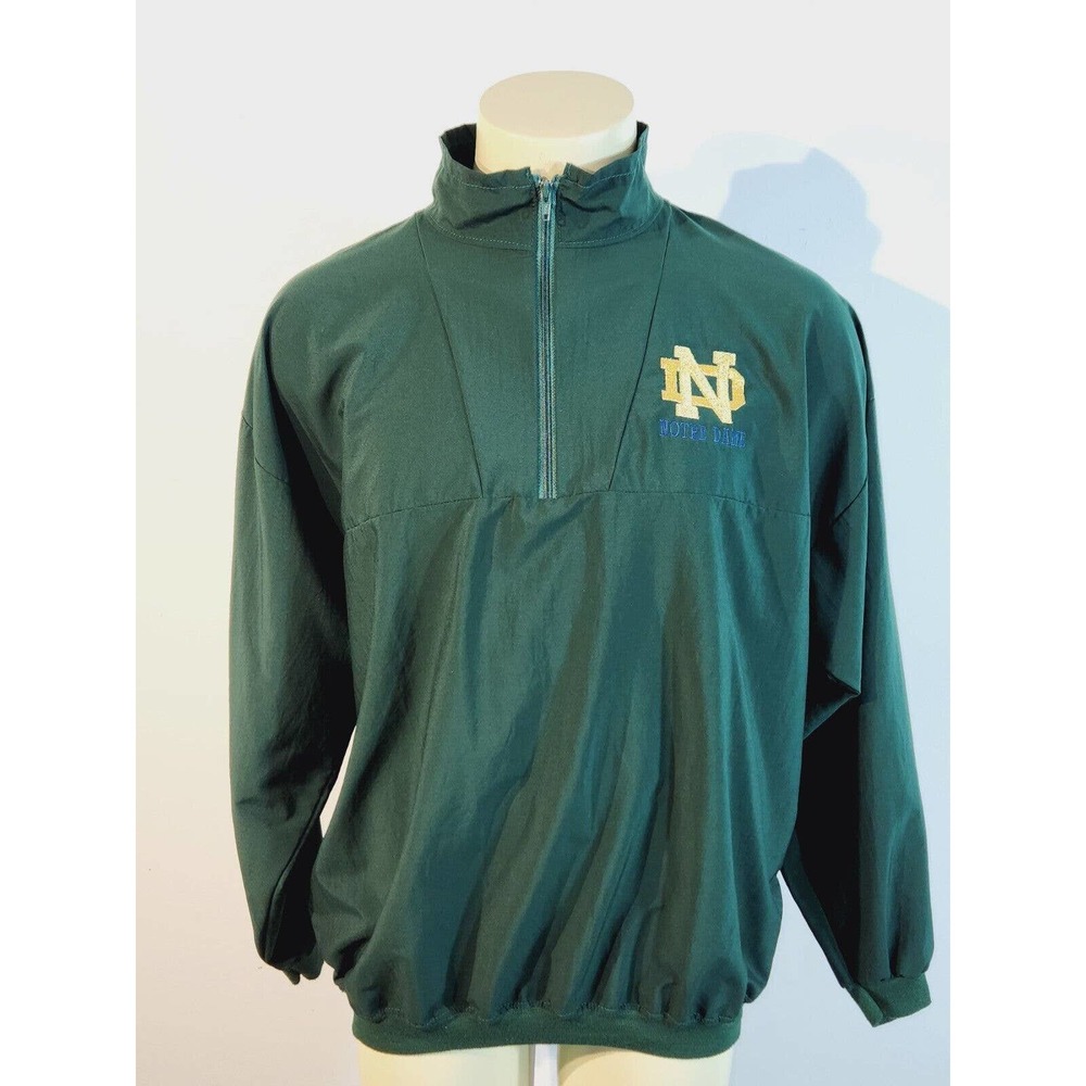 Vintage Dodger Notre Dame Lightweight Green Pullover Windbreaker Large USA Made